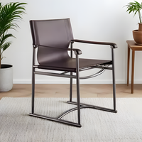 Chaise de salle à manger moderne italienne en acier inoxydable et cuir, fauteuil de négociation, tabouret de loisirs domestique, durable et écologique