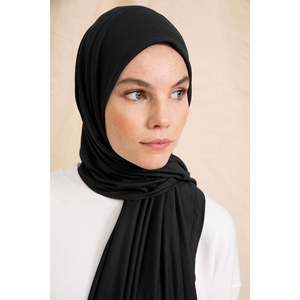 Bufanda de Algodón Negra Unisex, Tejido Jersey, Agradable al Tacto, Bufandas Étnicas, Chal - Product Image 3