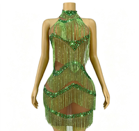 Nouvelle robe de danse latine à franges, sexy, pour soirée cocktail, mini-robe pour spectacle de groupe féminin