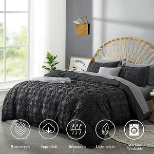 Aoyatex ngắt ba mảnh bộ đồ giường thiết lập màu rắn Duvet cover Set tinh khiết cotton Kết cấu vải - Product Image 2