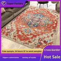 Tapis en cachemire avec support TPR, lavable, pliable, à poils courts, pour salon, chambre, chevet, canapé, table basse, tapis rembourré en polyester