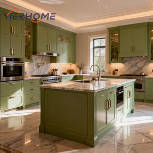 YIERHOME Set <span class=keywords><strong>Cucina</strong></span> Modulare Personalizzato |   Mobili verdi <span class=keywords><strong>con</strong></span> <span class=keywords><strong>isola</strong></span> <span class=keywords><strong>cucina</strong></span> abbinata - Soluzione completa - Product Image 4