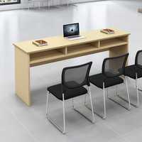Bureau d'étudiant modulaire en panneaux de bois modernes Jmonth pour 3 personnes, taille personnalisable, panneau mélaminé E1 MFC