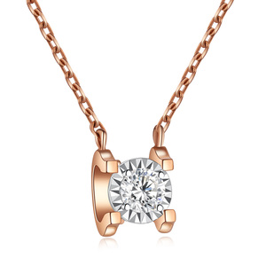 Hand Made Luxury 18K <b>Solid</b> Gold Pendant <b>Necklace</b> Customizable Single Natural Diamond Jewelry Link Chain Daily Wear - Product Image 1
