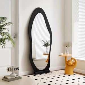 Espejo de Piso Irregular con Marco Ondulado Creativo para Decoración del Hogar Moderno, Espejo de Maquillaje de Alta Definición - Product Image 6
