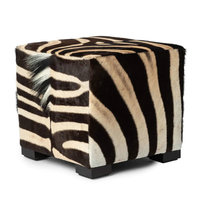 Pouf Cubique Zébré Unique, Repose-Pieds de Rangement Moderne, Banc de Sièges Gain de Place pour Salon et Appartements