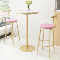Ensemble de chaises de salle à manger modernes de style nordique européen à pieds hauts, avec revêtement en marbre et pieds en fer, mobilier de maison