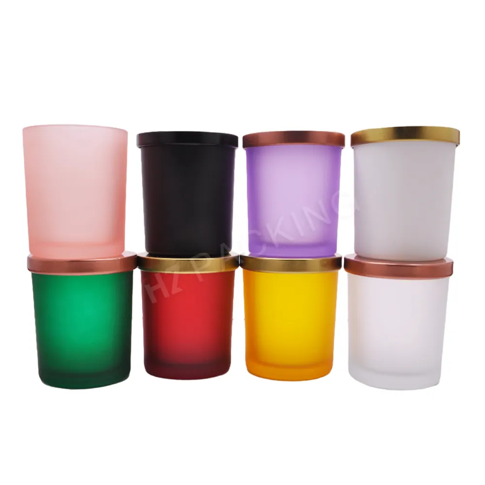 6oz-10oz Matte Home Glass Candle Jars com Bamboo Lid 300ml Ceramic Cup para Scented Candles Vessels for Glass Candle Holders