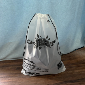 Eco-Friendly Matte PE Drawstring Bags - Custom Printed Frosted <b>Plastic</b> <b>Packaging</b> Bags for Apparel - Product Image 3
