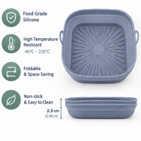 Plaque de cuisson pliable en silicone personnalisée, qualité alimentaire, pour friteuse à air et four, antiadhésive, résistante à la chaleur, réutilisable, pour gâteaux, OEM