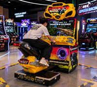 LECHUANG Machine de jeu d'arcade de course de motos pour enfants à monnayeur, simulateur vidéo en métal, plastique et acrylique, pour divertissement intérieur, version anglaise