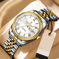 Jam Tangan Pria Binbond B0756 0756 Quartz Movement dengan Tali Stainless Steel, Tanggal Otomatis, Tahan Air, Bercahaya, untuk Bisnis dan Santai