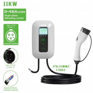 Borne de recharge murale pour véhicules électriques Bulk Classic 11KW, norme américaine, avec connecteur SAE J1772 Type 1, station de recharge AC murale avec certificat UL - Product Image 1