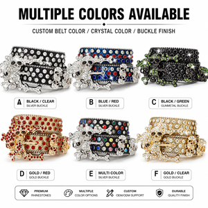 Fabricant Vente en Gros <span class=keywords><strong>Ceinture</strong></span> Femme en Cuir PU Style Punk avec Strass Diamant Boucle Western Personnalisée Clous Tête de Mort Y2K <span class=keywords><strong>BB</strong></span> pour Homme - Product Image 2