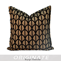 Housse de coussin décorative carrée de luxe, motif géométrique rétro français en éventail et écailles de poisson, en tissu écologique et antibactérien pour