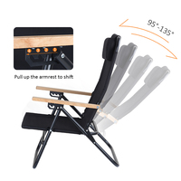 Chaises de camp de plage portatives à cadre en acier à trois étages pliantes extérieures Feistel
