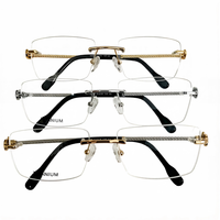 Gafas sin Montura al por Mayor de Fábrica, Nuevo Diseño, Venta Caliente, Monturas Ópticas de Metal con Estampado Moderno
