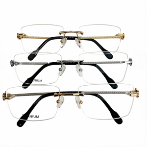 Occhiali Senza Montatura all'Ingrosso, Nuovo <span class=keywords><strong>Design</strong></span>, Montature Ottiche in Metallo con Motivi Stampati alla Moda - Product Image 1