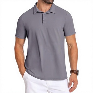 Nueva Camisa Gris para Hombre, Corte Moderno y Elegante, Suave y Transpirable, 100% Poliéster, Secado Rápido, Manga Corta, Perfecta para Uso Casual, Trabajo, Viajes, Golf - Product Image 1