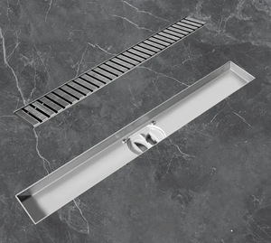 ステンレス鋼タイルインサートサイドアウトレットフロアリニアシャワードレンロンググリッドシェイプ防臭防虫ドレンヘアキャッチャー付き - Product Image 3