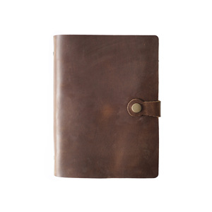 A5 Kích thước lá lỏng lẻo Crazy Horse chính hãng da thật Bìa Tạp Chí 6 vòng chất kết dính Lưu ý cuốn sách padfolio danh mục đầu tư máy tính xách tay cho món quà - Product Image 1