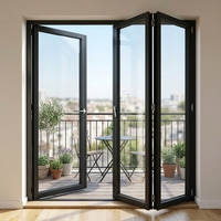 Fenêtre pliante panoramique sans cadre en aluminium étanche, à cadre fin, pour balcon