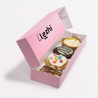 Boîtes en carton biodégradables personnalisées avec couvercle rabattable rose imprimé pour pâtisseries, biscuits et donuts de la marque OEM Cake Shop Crumbl