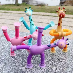 Suction Cup Toys For Baby Shape Changing Giraffe Telescopic Tube Fidget Toys Stretch Anti-stress Educational Toys for Ch