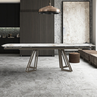 Usine chinoise vend personnalisé moderne léger luxe pieds métalliques verre trempé mobilier de salle à manger de table 4 places
