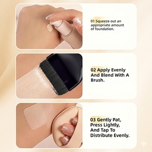 Brocha Plana de Maquillaje de Una Sola Pieza, Fibra Sintética, Ligera, para Base Líquida, Brocha para Maquillaje Facial, Herramienta de Venta al Por Mayor OEM - Product Image 4