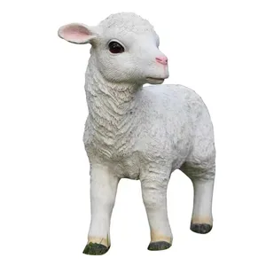 Resin lovely white sheep crafts decorate garden statues