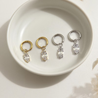 Boucles d'oreilles créoles pour femmes en acier inoxydable anti-ternissement, motif goutte d'eau, plaqué or, style géométrique, bijoux tendance