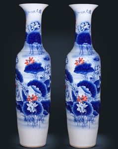 Florero de suelo, jarrones de suelo grandes antiguos chinos, Jarrones grandes, Chinos, jarrón de porcelana <span class=keywords><strong>azul</strong></span> <span class=keywords><strong>y</strong></span> blanca, decoración del hogar del Hotel - Product Image 3