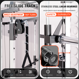 Máquina Smith Multifuncional, Equipo <span class=keywords><strong>de</strong></span> Entrenamiento Integral, Soporte para Sentadillas, <span class=keywords><strong>Ejercicios</strong></span> <span class=keywords><strong>de</strong></span> Pecho, Piernas y Espalda para el Hogar - Product Image 3