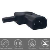 Adaptor Steker Listrik 90 Derajat IEC 320 C14, Konektor Pria Dapat Dikirim Ulang