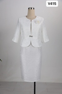 Plus size church suits Elegant <b>white</b> mother dress Two <b>piece</b> occasion suits Choir dress for women - Product Image 5