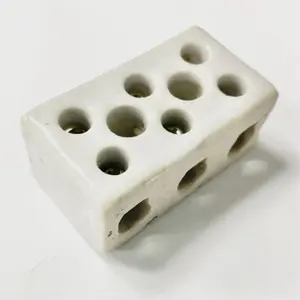 Precio al por mayor de fábrica 1538-1 15A 3 polos 8 agujeros bloque de terminales de porcelana de cerámica esmaltada blanca