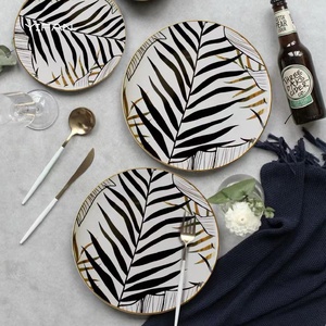 Hot Sale Gold Rimmed Charger Plates Fancy Gold Ceramic <b>Dinnerware</b> Dishes <b>for</b> Wedding Party Event Rental Fine Bone - Product Image 1