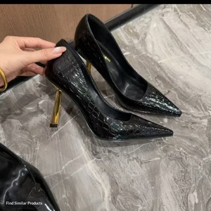 Nouvelles Escarpins Femme Hiver 2025 Polyvalents Sexy à Talon Aiguille Français, Semelle Unique, Bout Carré Fin, en Microfibre Noire - Product Image 6