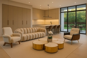 Villa Combination Modern Wooden Frame Fabric Single <b>Sofa</b> Chair Simple Module Lounge <b>Sofa</b> Living Room Hotel Apartment - Product Image 3