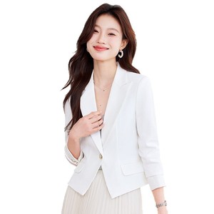 Black Blazer For Women Slim Fit Solid Color Polyester No-Wrinkle Treatment Spring Autumn Casual Wear - Product Image 5