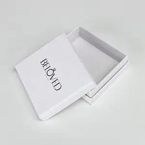 Caja de anillo inferior de papel blanco mate, embalaje personalizado