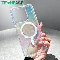 Étui de protection pour téléphone portable en gros, étui magnétique à paillettes dégradées arc-en-ciel, anti-chute, avec logo personnalisé pour Moto G Power 5G 2025