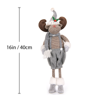 Élan rustique en peluche de 16 pouces avec écharpe grise et bretelles, figurine de cerf debout pour la décoration de Noël à la maison et en magasin, vente en gros