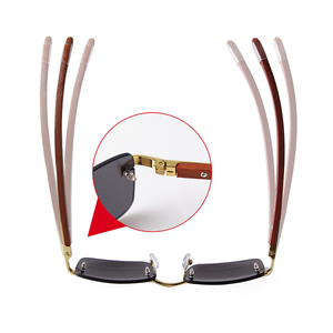 ADE WU STY535C Moda Original Pierna <span class=keywords><strong>de</strong></span> madera Gafas <span class=keywords><strong>de</strong></span> sol sin montura Marco pequeño Rectángulo Bloque <span class=keywords><strong>de</strong></span> luz azul Gafas ópticas al por mayor - Product Image 5