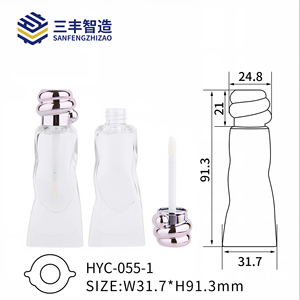 Twisted Rose Gold Cap Waist Shaped Clear <b>Lip</b> <b>Gloss</b> Tube Empty Liquid Lipstick Container - Product Image 6