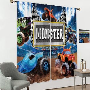 Rideaux pour chambre <span class=keywords><strong>de</strong></span> garçon, motif tracteur, camion, monster truck, voiture <span class=keywords><strong>de</strong></span> course, thème cool et amusant, <span class=keywords><strong>Stade</strong></span>, Auditorium, Lumières, 2 panneaux, Décoration <span class=keywords><strong>de</strong></span> fenêtre - Product Image 4