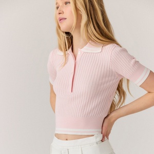 Camisetas Polo de Tenis para Mujer, Personalizadas con Logotipo, Estilo Patchwork, Transpirables, de Algodón, con Mangas Cortas, para Golf y Pickleball - Product Image 4