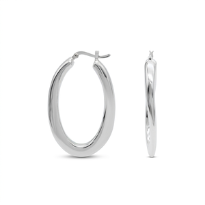 Aros de Plata para Mujer, Aros Huggie de Acero Inoxidable Trenzado, Joyería Minimalista, Aros Ovalados Trenzados - Product Image 1