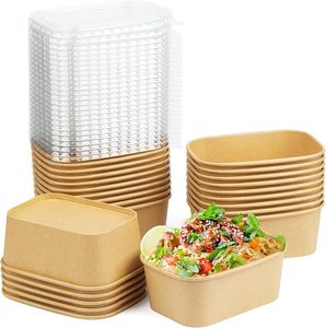 Tapa <span class=keywords><strong>de</strong></span> Ensaladera <span class=keywords><strong>de</strong></span> Papel Kraft Rectangular Recubierto <span class=keywords><strong>de</strong></span> PE Doble, Reciclable, Respetuoso con el Medio Ambiente, 16oz, 32oz, para Sushi, Pizza, Galletas, <span class=keywords><strong>Pan</strong></span>, Servir - Product Image 3